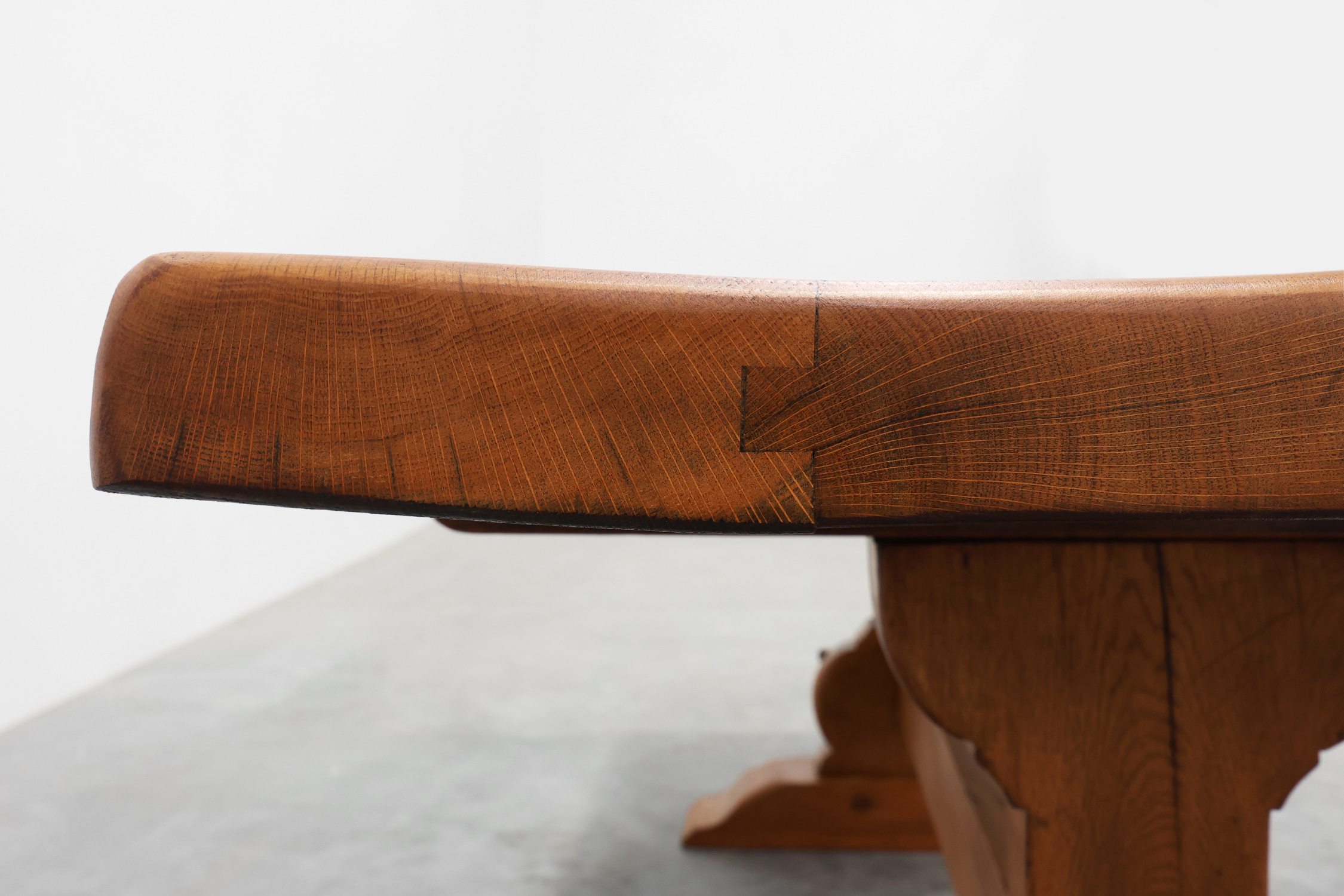 Rustic 20th century solid oak dinner table, France thumbnail